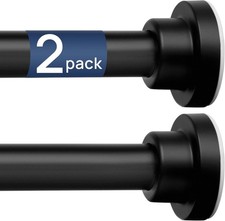 Tension Curtain Rod, 32- Adjustable, Stable, Black  Secure Hold with Strong