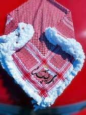 Authentic Jordanian Shemagh - Handmade Keffiyeh Scarf - Red and White...