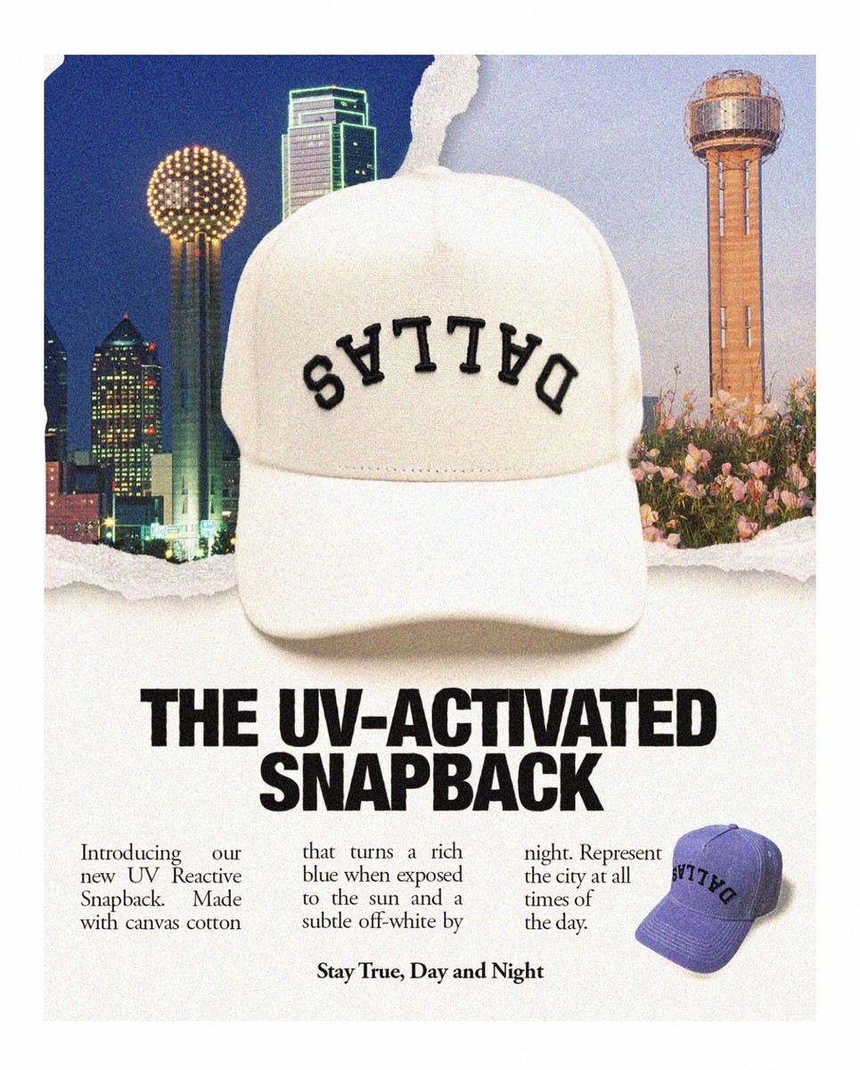 True Brvnd UV Activated Dallas Hat White To Blue Last Chance