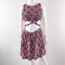 Zara Sleeveless Mini Dress Large Multicolor Geometric Cut-Out Boho Summer