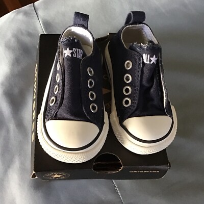 Converse Infant Size 3 Chuck Taylor All Star Sneakers Simple Slip Athletic Navy