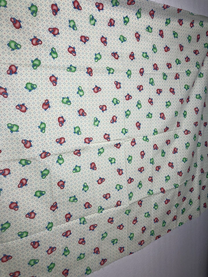 VTG BLUE & GREEN LAMBS SHEEP SLEEPING COTTON CRAFT QUILTING FABRIC 37”x34” - Image 3 of 4