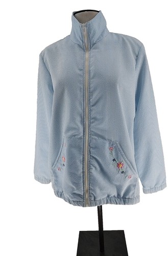 ジャケット・アウター Blair Blair Full Zip Seersucker Light Blue Striped Floral Jacket XLG | eBay