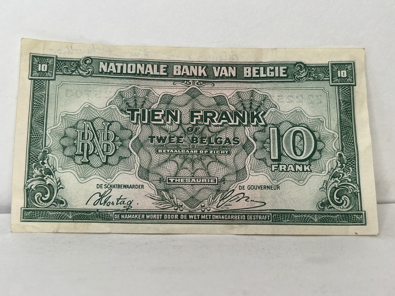 Nationale Bank Van Belgie 10 Frank Note 01-02-1943