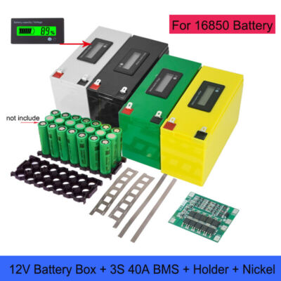 12V 3S7P 40A Battery Power Display Box + Holder + BMS Kit for 18650 Power Wall