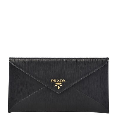100% AUTHENTIC PRADA VITELLO MOVE BLACK SAFFIANO LEATHER ENVELOPE WALLET NWT