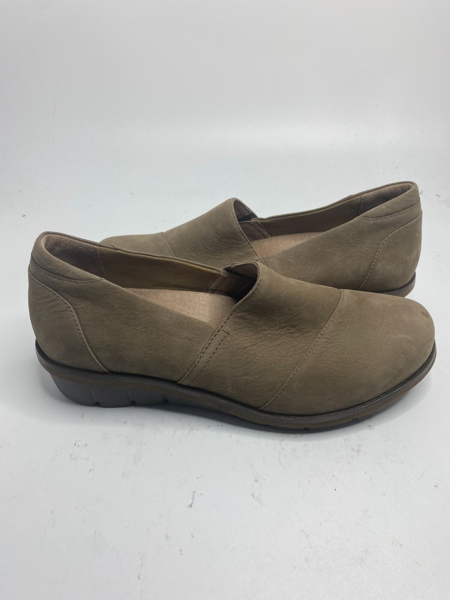Dansko Shoes Leather Julia Slip On Wedge Loafer Taupe