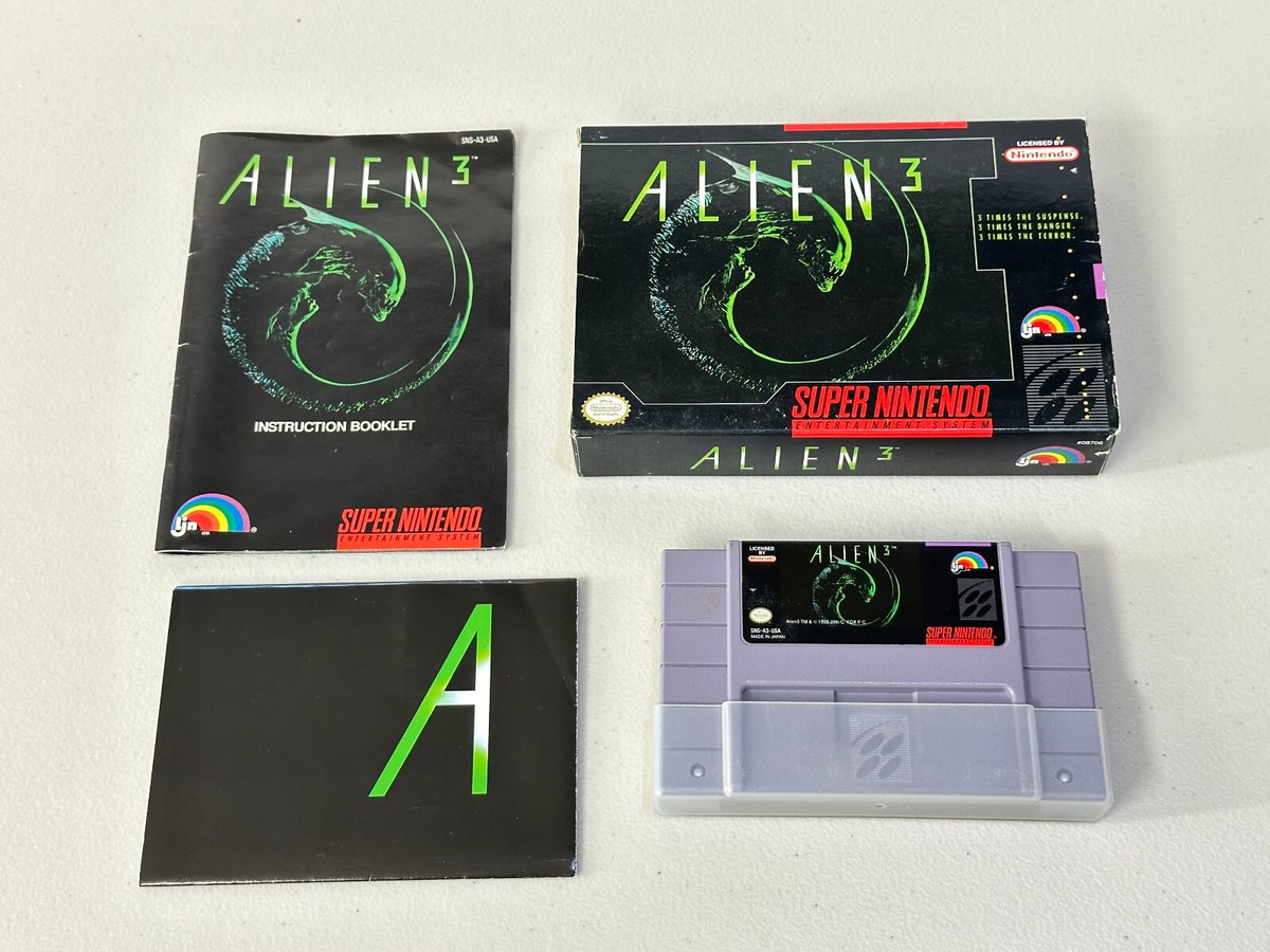 『1年保証』 Alien eBay | AUTHENTIC Booklet Game Box Snes) Nintendo (Super 3 アクション