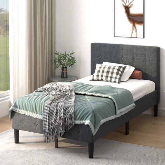 Upholstered diamond 2024 stitched platform bed