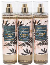 Bath Body Works Sunrise Woods Fine Fragrance Mist Body Spray Splash 3pc Set