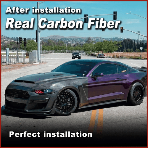 Fit For Ford Mustang 2018-2023 Real Carbon Exterior Side Fender Vent Cover Trim - Picture 3 of 9