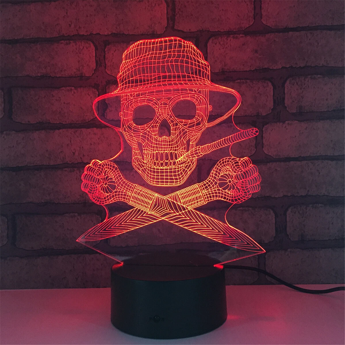 Skeleton Skull 3D Night Light 7 Color Change LED Desk Lamp Touch Room Decor