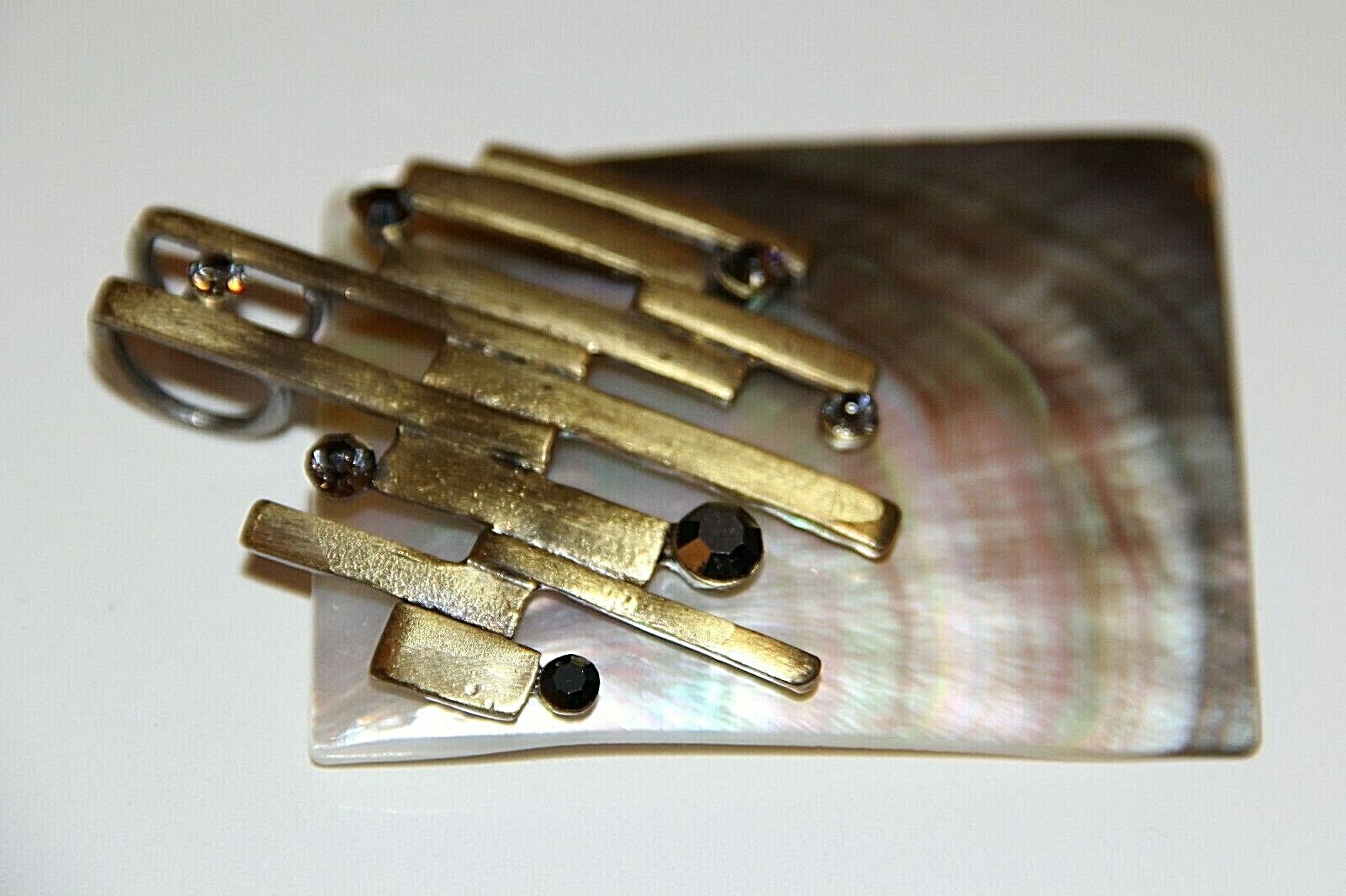 Brutalist MOP Shell 3" Rectangular STATEMENT Pend… - image 1