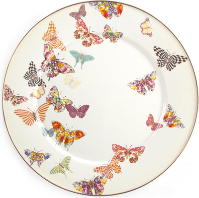 Enamel Serving Platter, Decorative Serving Platter for Food, 16 Inches, Butterfl