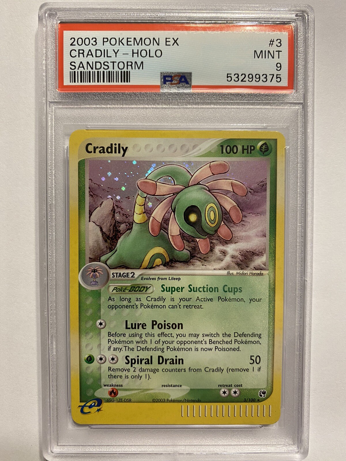 Pokémon TCG Cradily EX Sandstorm 3 Reverse Holo Holo Rare PSA 9