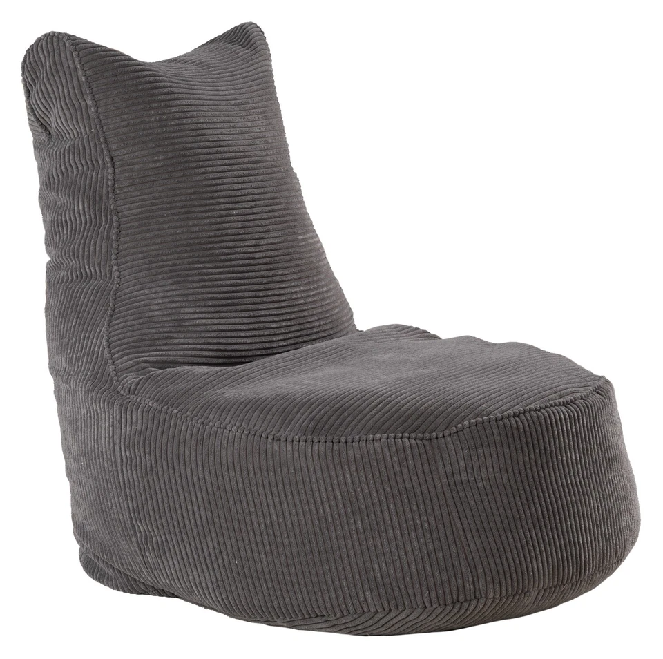 Sitzsack - Grau - Cordbezug - EPS-Styropor-Kügelchen - H 95 cm - mit Rückenlehne