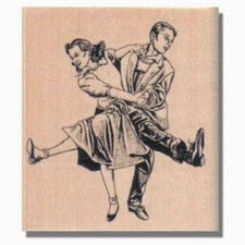 Mounted Rubber Stamp, Jive Dance, Dancers, Lady Dancing,Couple, Swing,People,Man