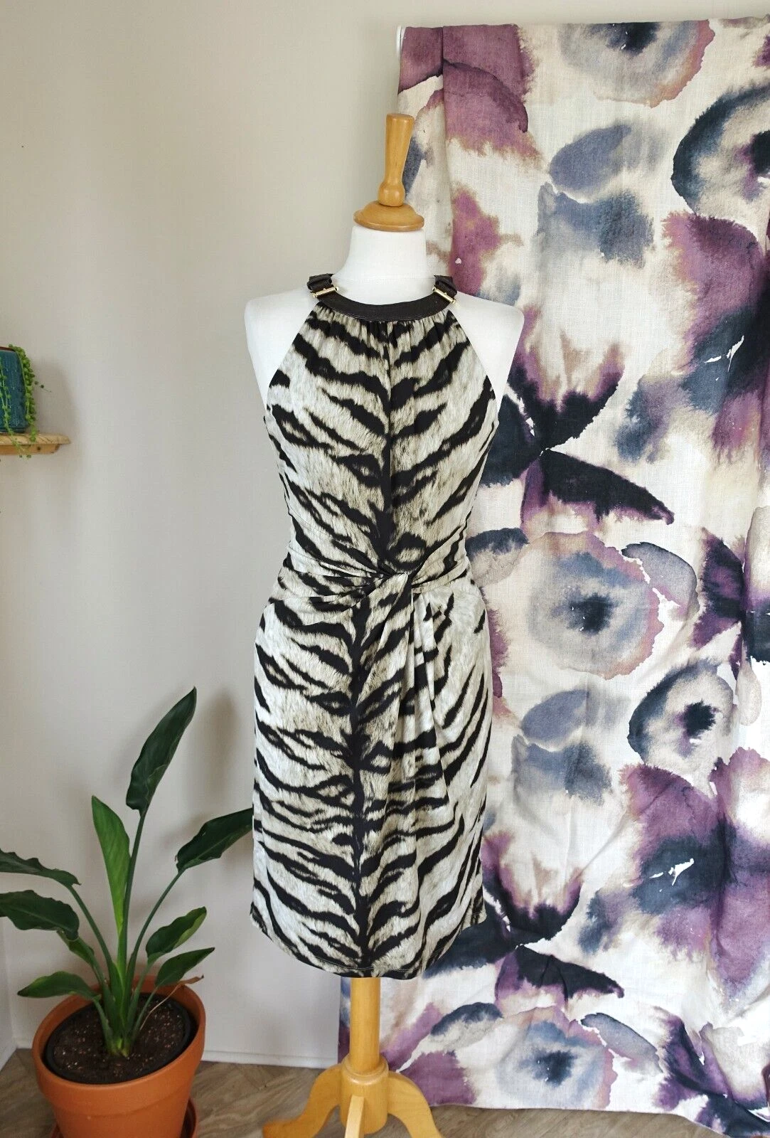 Abito a tubino MICHAEL KORS stampa animalier elasticizzato vestibilità raccolta taglia S