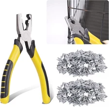 Wire Cage Buckle Pliers with 600 C Clips Clamp Tool for Rabbit Chicken Bird Fenc
