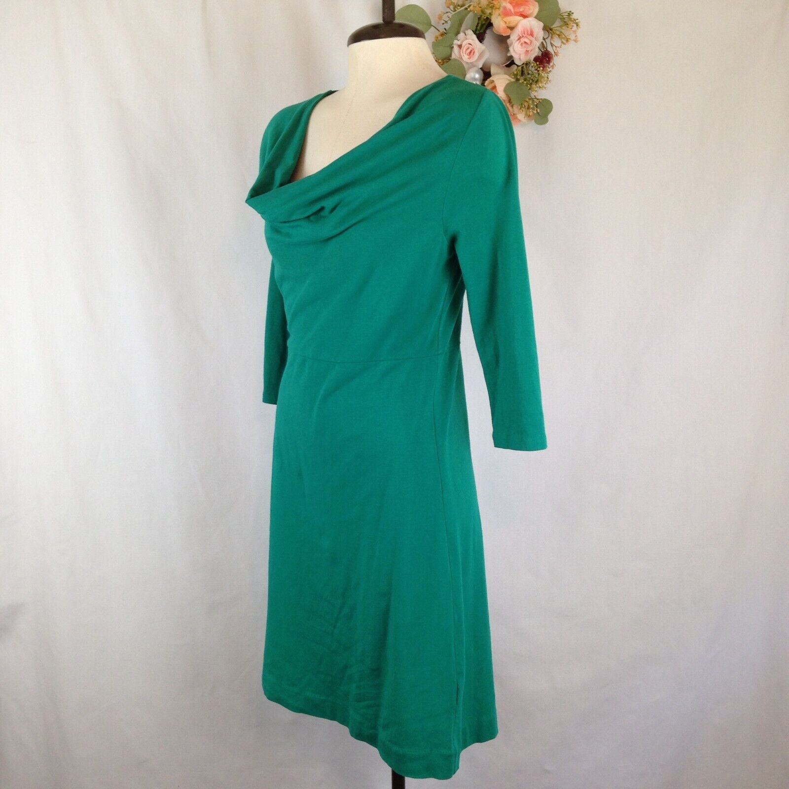 J. Crew Factory Softspun Cowl Neck Dress Green 3/… - image 3