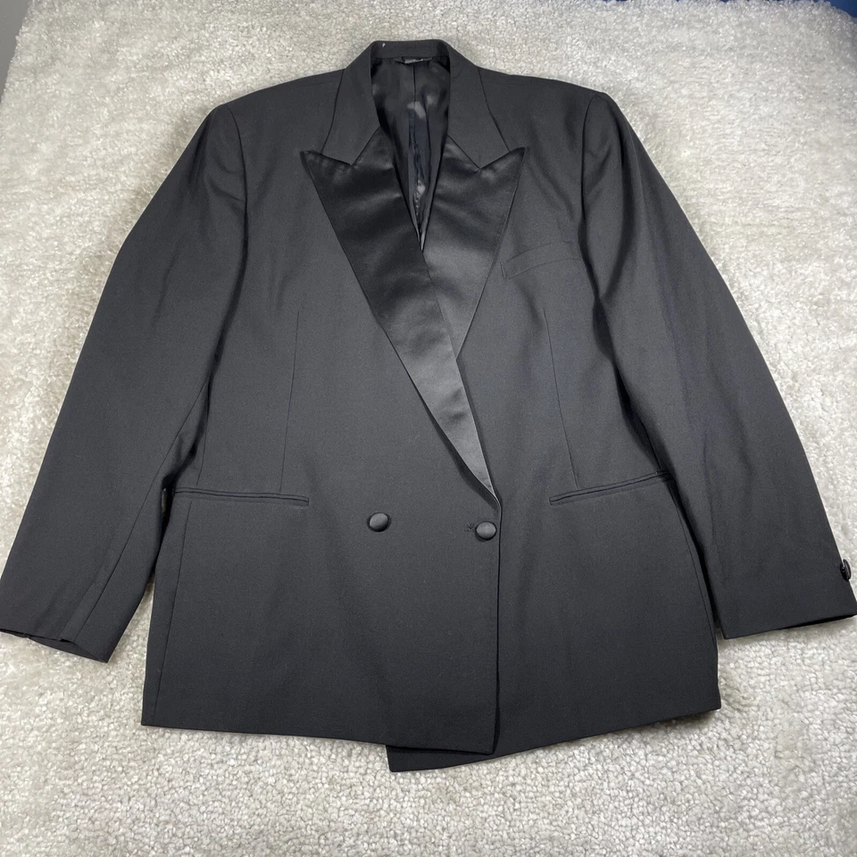 Esmoquin Lanvin Paris Hombre 50XL Negro Pantalones 40x35 Cintura Ajustable Plisado Hecho en EE. UU. Foto 2 de 4