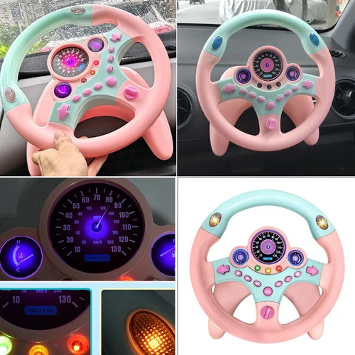 Simulations-Co-Pilot-Lenkrad mit Sockel für Kinderauto Toy Pink - Bild 5 von 7