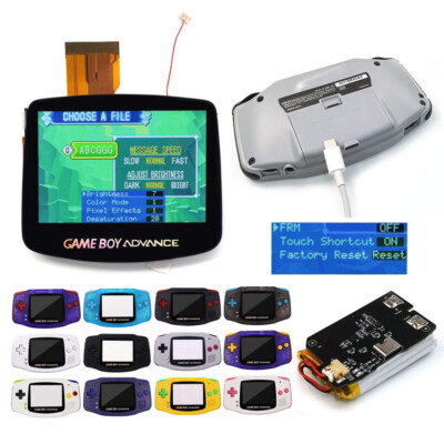 Gameboy Advance IPS V5 Laminated 1800mAh Screen Battery Mod No Solder + Shell