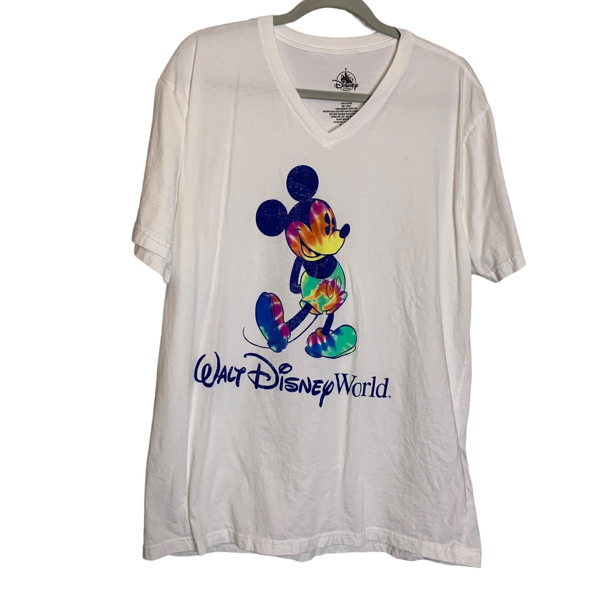 Mickey Mouse T Shirt Adult XL White Tie Dye Print Walt