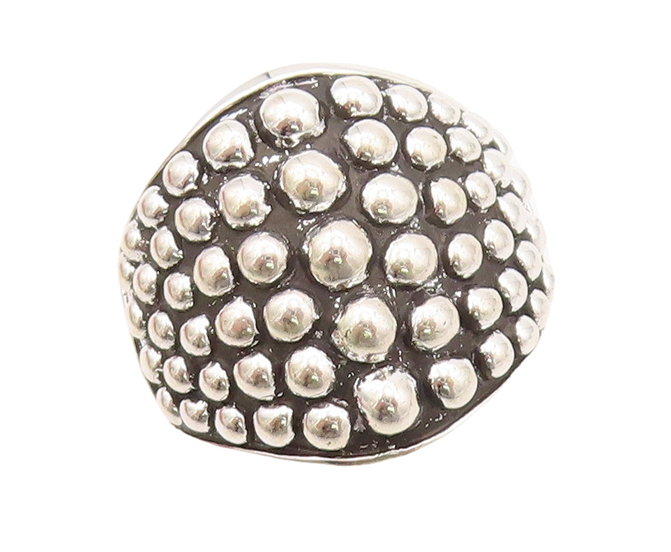 925 Sterling Silver Vintage Ring Solid Bead Desig… - image 1