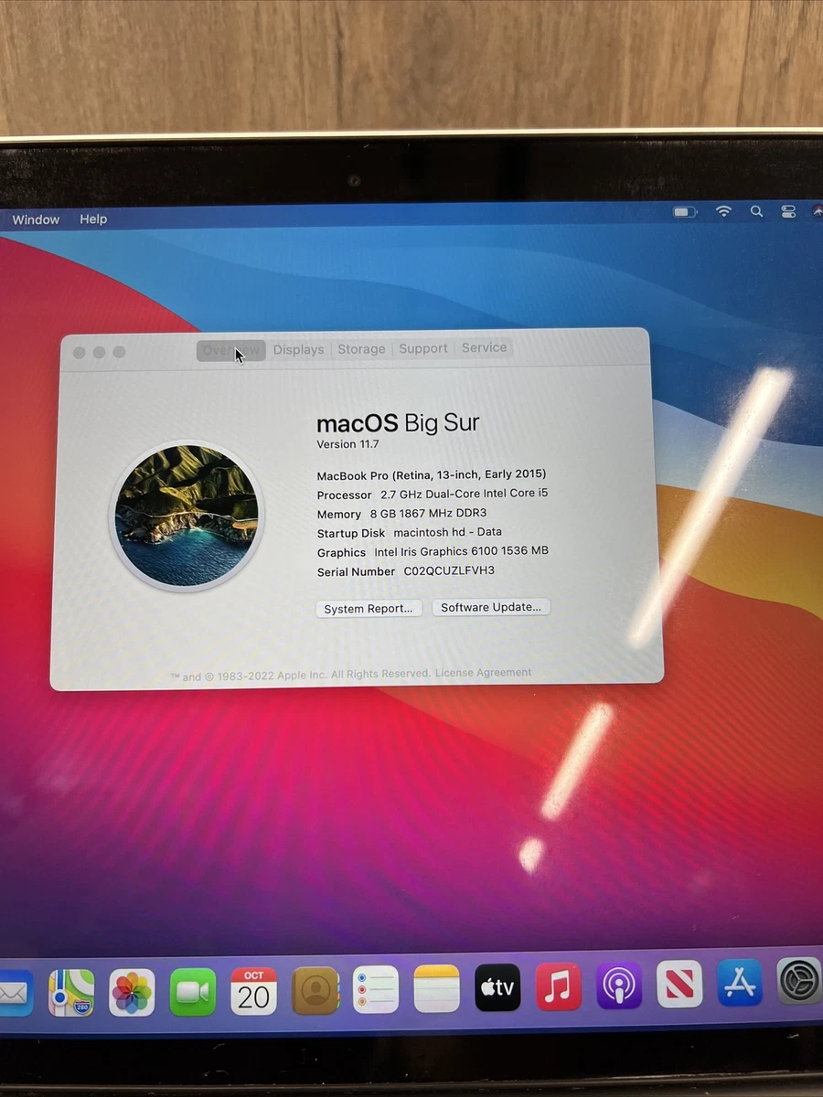 Apple MacBook Pro Retina 13 Inch Early 2015 2.7 GHz i5 8GB RAM 128GB SSD