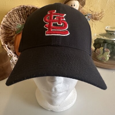 St. Louis Cardinals Black With Red Letter Med Large Cap Fitted New Era Baseball