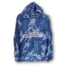 NWOT Adidas Boys XL Blue Camo Pullover Hoodie Climalite Material