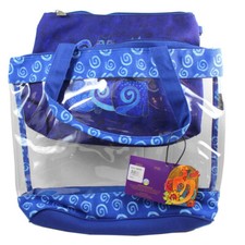 Laurel Burch Indigo Cats Large Clear Travel Tote 2 Piece SET - LB6550C
