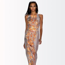 W/Tags Carolina Herrera $2290 Runway "Baroque Chine" Silk V-Neck Pencil Dress 4