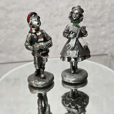 Hudson Pewter Villagers #4212 & 4213 Oliver & Jenny (caroling) Christmas Figures