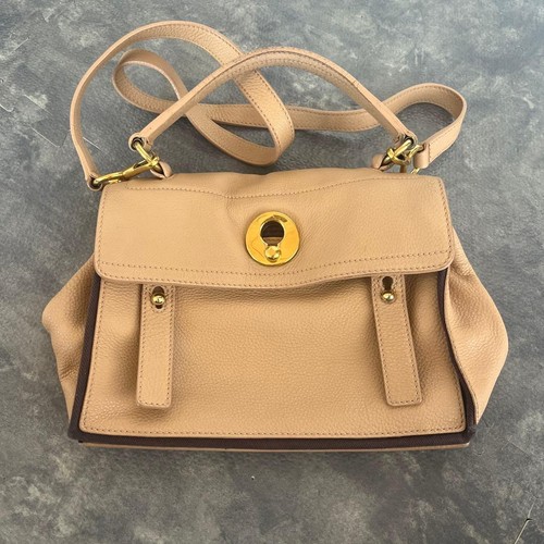 Yves Saint Laurent Muse Two Tote Handbag Shoulder Bag Beige Leather 2way Women's