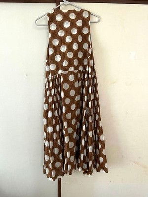Dosa Brown Dot Dress Gathered Sleeveless Size M - Rare Design Cache-coeur dress
