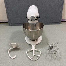 VINTAGE KitchenAid Hobart Model K45SS Stand Mixer White + Attachments TESTED