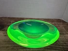 Vintage Murano Style Sommerso Uranium Glass Geode Catchall Bowl Blue Yellow  MCM