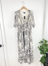 Express S Gray Snake Print Elastic Waist High Low Dress Women’s Small New 