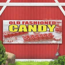 OLD FASHIONED CANDY sweets cookies Indoor Outdoor Banner Sign with grommets