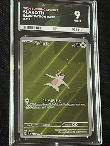 Slakoth 212/191 Surging Sparks Illustration Rare Pokemon Card Ace 9 Grade Mint