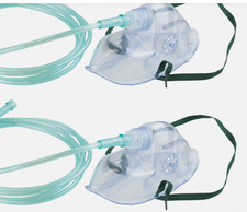 Pack of 4 Oxygen Face Mask with Long Tube Adjustable Soft Reusable Washable