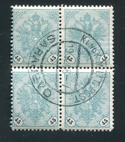Bosnia & Herzegovina 1905 45h. greenish blue & black SG182 fine used block of 4