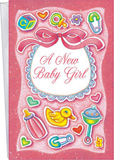 - New Baby Girl Card - Made in USA - Perfect Size: Opens to a Generous 10    7.7