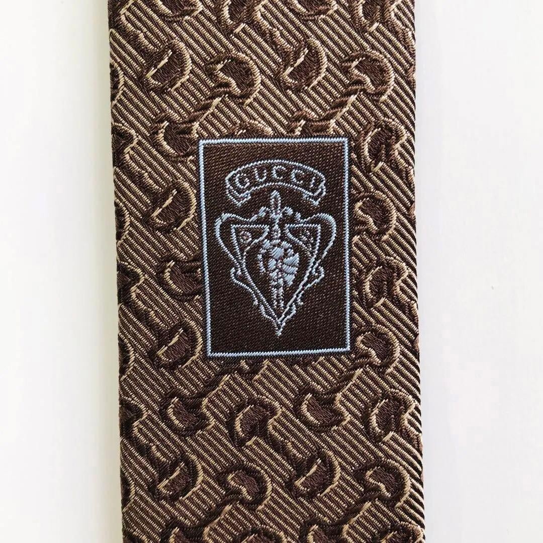 Mint Gucci Brown Panel Pattern Tie Light Brown St… - image 10