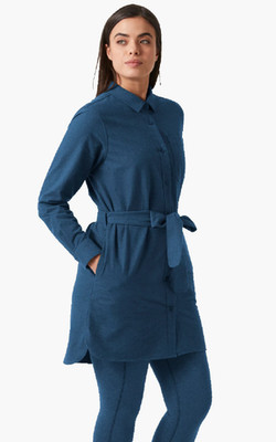 Helly Hansen Organic Flannel Shirt Dress Ocean Size M