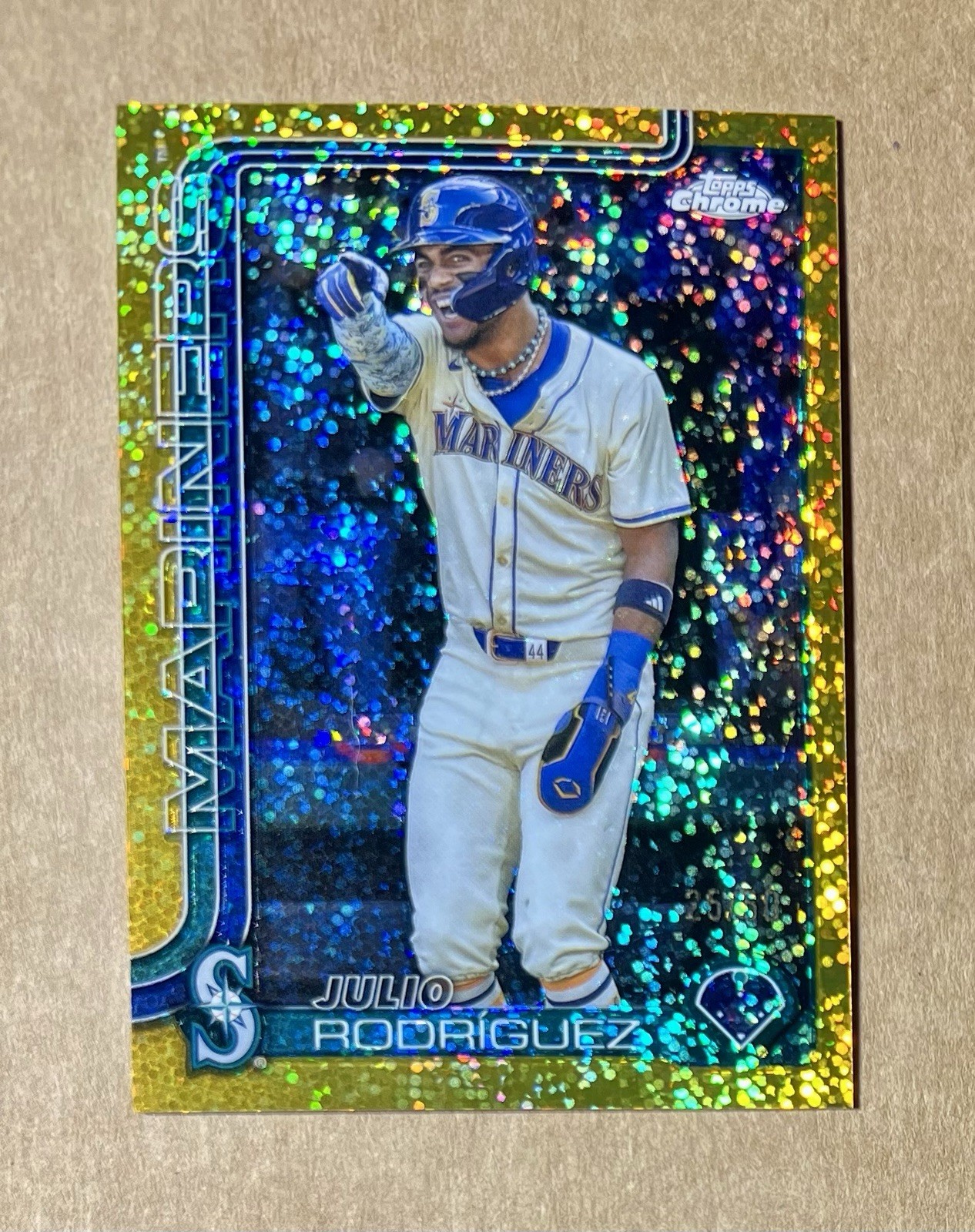 2025 Topps Chrome JULIO RODRIGUEZ image Variation #261 Gold Speckle 25/50