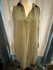 Falls Creek Olive Colored Shift Dress With 2 Side Pockets Size M