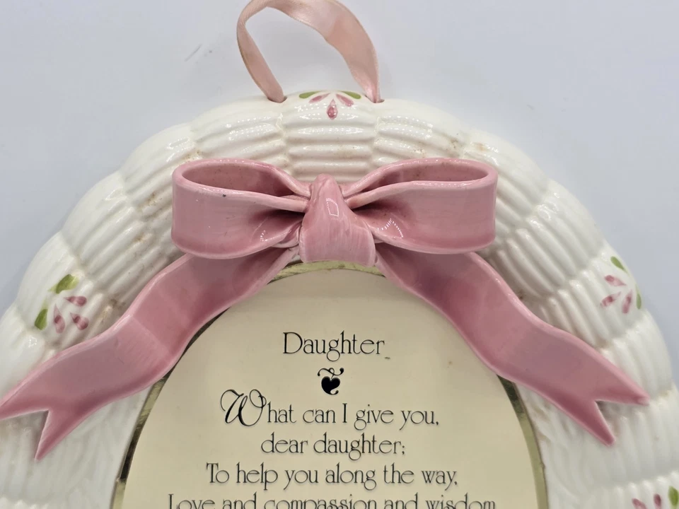 Placa de pared ovalada de cerámica vintage "hija" arco y detalle floral regalos artísticos Foto 3 de 4